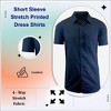 Galaxy By Harvic Men's Slim Fit  Short Sleeve Stretch Printed Dress Shirts - 4 of 4