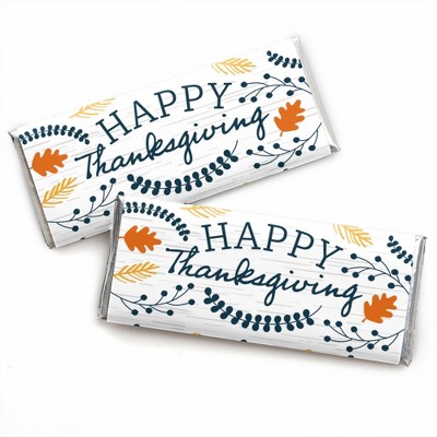 Big Dot of Happiness Happy Thanksgiving - Candy Bar Wrapper Fall Harvest Party Favors - Set of 24