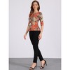 INSPIRE CHIC Women's Elbow Sleeves Boat Slim Fit Casual Stripe Animal Print Multi Floral Pattern T-Shirt - 3 of 4