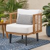 1 Piece Outdoor PE Rattan Armrests Club Chair,Fabric Upholstered Chair With Iron Frame,Garden Acacia Wood Armrests Club Chair-Coolbibila - 3 of 4