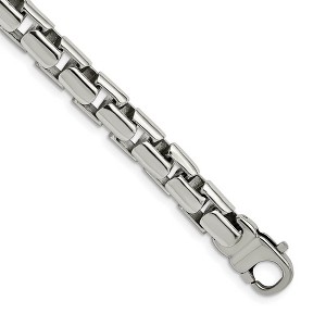 Black Bow Jewelry Men's 10mm Stainless Steel Fancy Square Box Chain Bracelet, 8.5 Inch - 1 of 4