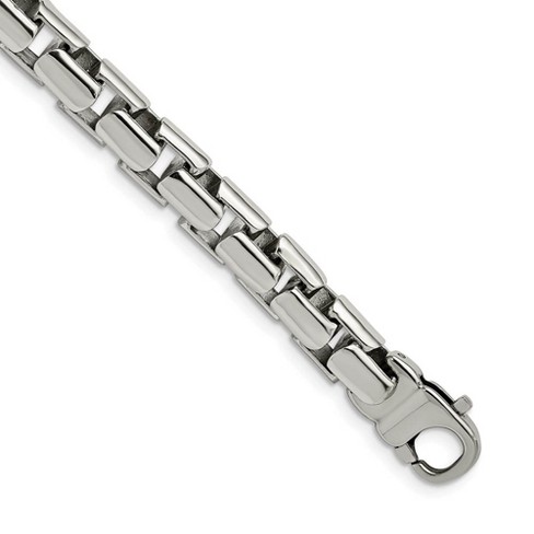 Black Bow Jewelry Men's 10mm Stainless Steel Fancy Square Box Chain Bracelet, 8.5 Inch - image 1 of 4