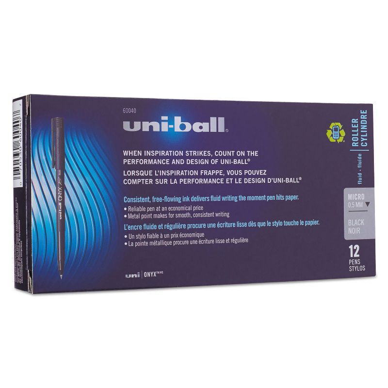 uni-ball Onyx Roller Ball Stick Dye-Based Pen Black Ink Micro Dozen 60040, 5 of 9