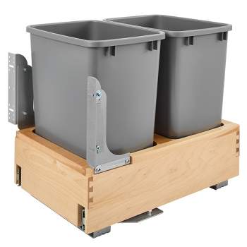 Rev-A-Shelf Double Maple Bottom Mount Kitchen Pullout Trash Can Waste Container with Soft Open & Close Slide System