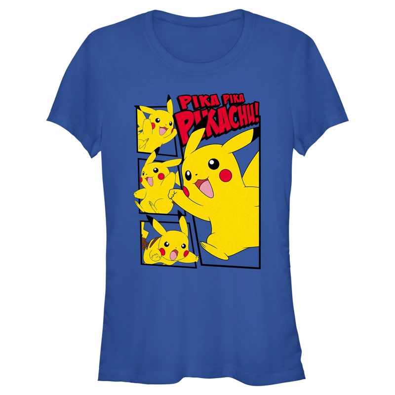 Juniors Womens Pokemon Pikachu Comic Panels T-Shirt, 1 of 5