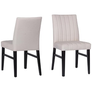 QingMoon Modern Dining Chairs Set of 2, Upholstered Kitchen Chairs, Channel Tufted Design for Home Party and Dining Room - 1 of 4