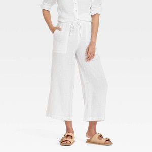 Women's High-Rise Gauze Wide Leg Pull-On Pants - Universal Thread™ - 1 of 3