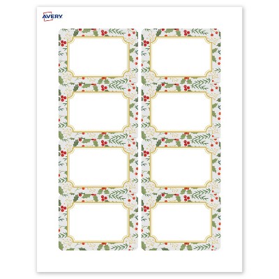 Avery Name Tags, 2-1/3" x 3-3/8", Gold-Blue Border Berries, 80