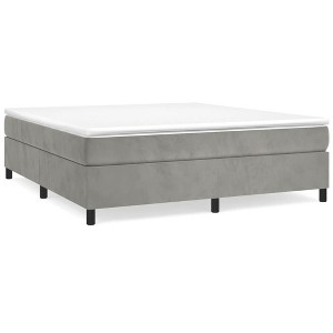 vidaXL Bed Frame Platform Bed Mattress Foundation Bedroom Furniture Velvet - King Light Gray 13.8" - 1 of 4
