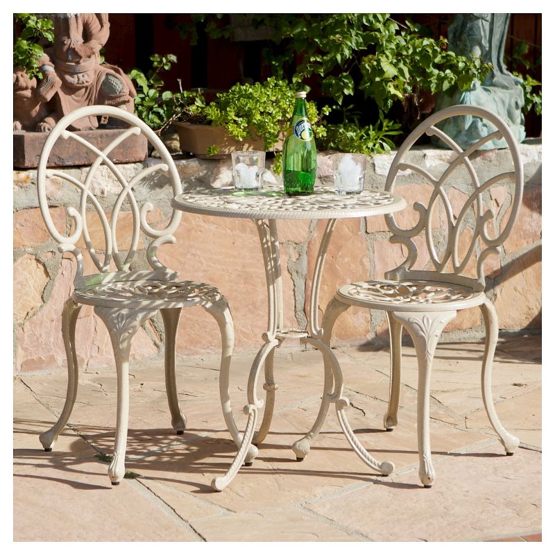 Anacapa 3pc Cast Aluminum Patio Bistro Set - Sand - Christopher Knight Home, 1 of 6
