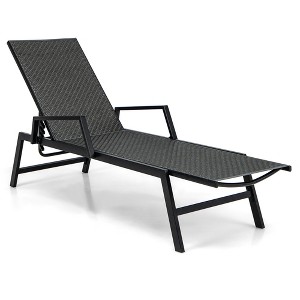 Tangkula Wicker Outdoor Chaise Lounge Chair Patio w/ Metal Frame & Adjustable Backrest - 1 of 4