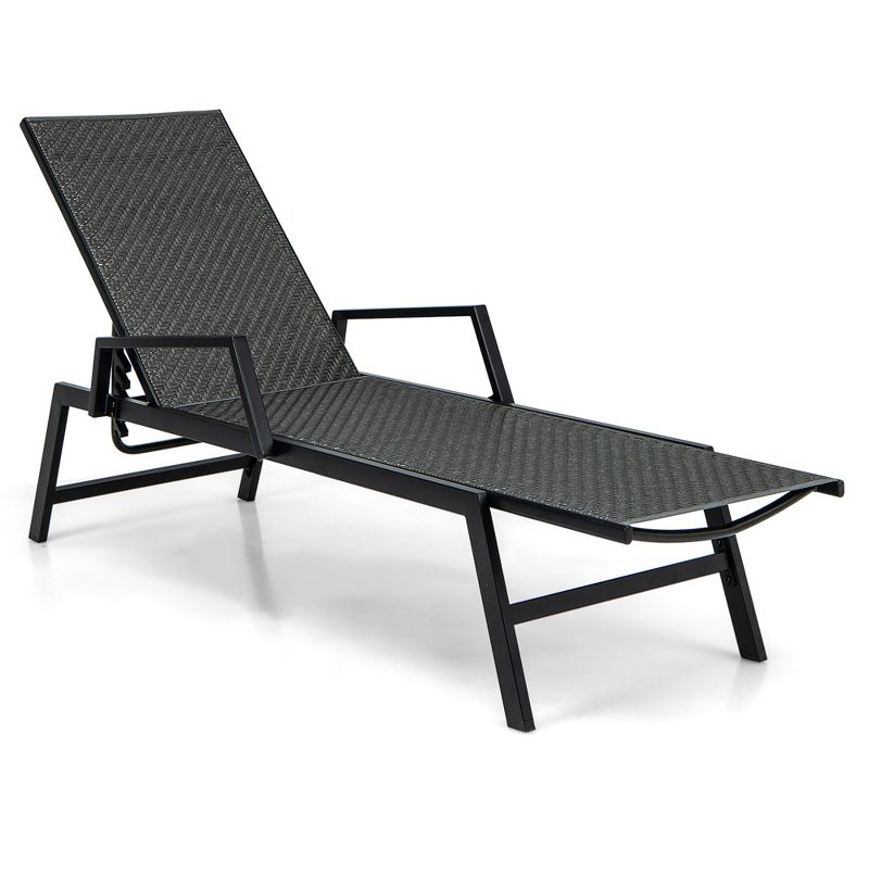 Tangkula Wicker Outdoor Chaise Lounge Chair Patio w/ Metal Frame & Adjustable Backrest, 1 of 10