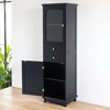 Tall Bathroom Storage Cabinet with Glass Doors, 2 Drawers, Adjustable Shelves, and Gold Handles – Freestanding Display Cabinet - 2 of 4