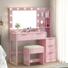 ChicFurnit Vanity Tables Makeup Vanity Desk Vanity Table Set Dressing Table with Square Mirror for Bedroom, Pink, 42.98"*15.6"*52.77" - 2 of 4