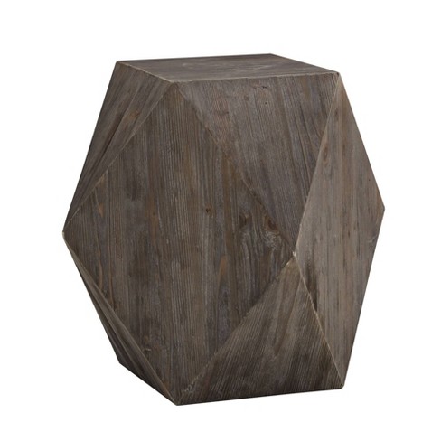 geometric wood end table