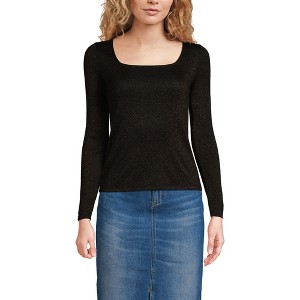 Lands' End Women's Long Sleeve Rib Square Neck Tee - 1 of 4