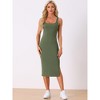 Allegra K Women's Scoop Neck Sleeveless Knit Slit Bodycon Midi Ribbed Dress - 4 of 4