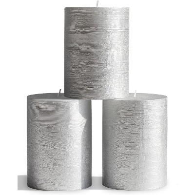3x4 inch Pillar Candles Set of 3 ¨C Unscented Dripless Rustic Candles for Decor, Centerpieces, Weddings