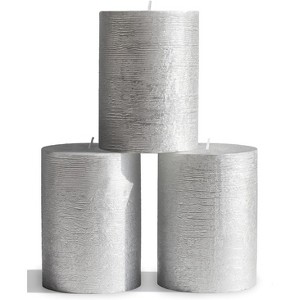 3x4 inch Pillar Candles Set of 3 ¨C Unscented Dripless Rustic Candles for Decor, Centerpieces, Weddings - 1 of 4
