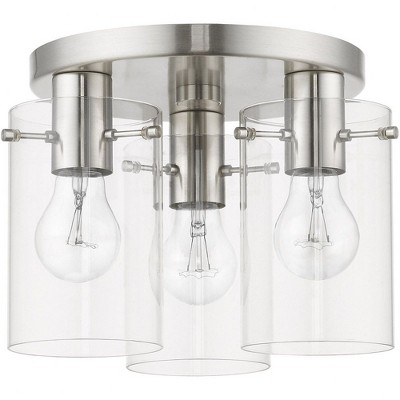 Munich Contemporary 3-Light Indoor/Outdoor Flush Mount in Brushed Nickel