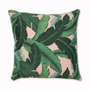 25" Swaying Palms Outdoor Floor Pillow Capri Blue - Pillow Perfect: Weather-Resistant, Indoor Use - 1 of 4