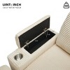 PAGED Upholstered Sofa Corduroy Chaise Lounge Sofa with Handrail Storage, Movable Ottoman, Cupholders for Living Room, Apartment - 4 of 4
