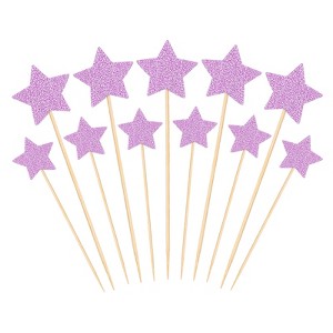Unique Bargains Non-Edible Star Paper Bamboo Picks Birthday Cake Decorations Toppers 50 Pcs - 1 of 4