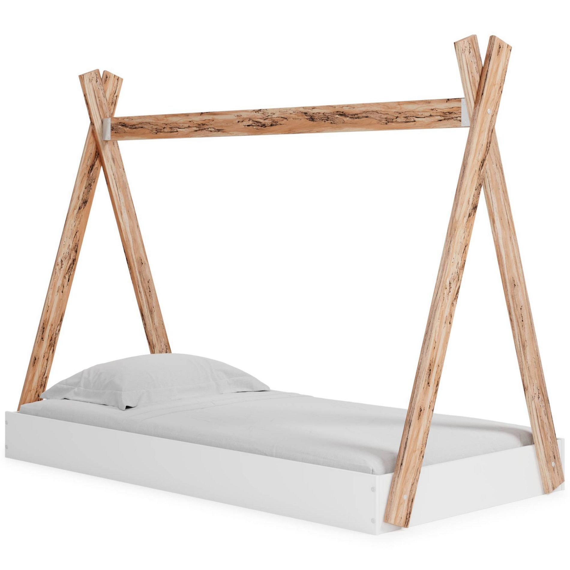 Twin Piperton Tent Complete Bed In Box White/Brown - Signature Design by Ashley: No Foundation Required, Kids' Furniture