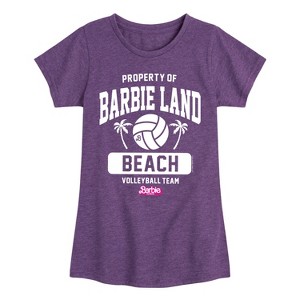Girls' - Barbie - Property of Barbie Land Beach Volleyball Team Fitted Short Sleeve Graphic T-Shirt - 1 of 4