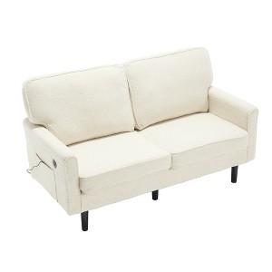 NicBex 56.3 Inch Modern Love Seat Sofa,2 Seater Sofa with USB Ports and Removable Pillow Cover for Living Room,Beige - 1 of 4