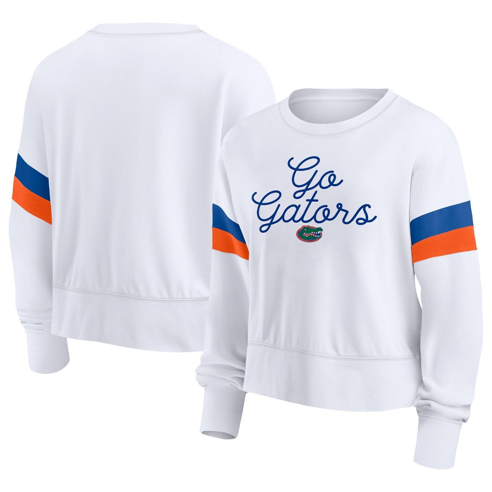 NCAA Florida Gators Womens White Terry Crew Neck Sweatshirt