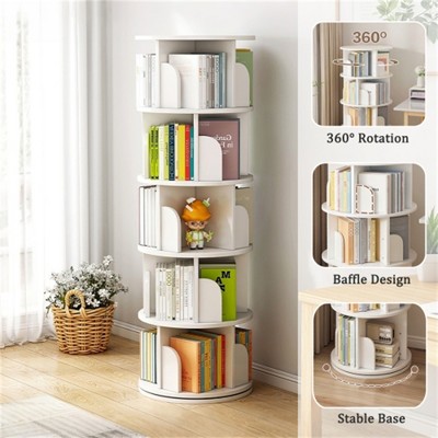 YONWAY Multi-Tier Rotating Bookshelf Tower, 360° Display Round Spinning Bookshelf, Space-Saving for Bedroom, Living Room, Home