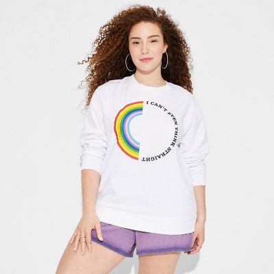 Pride Adult PH by The PHLUID Project 'I Can't Even Think Straight' Pullover Sweatshirt - White