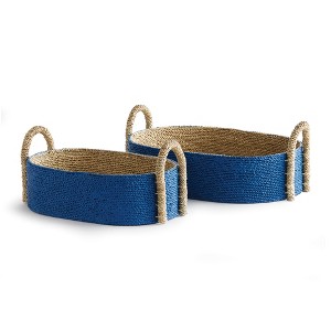 Plum & Post Tiana Seagrass Short Oval Decorative Baskets Set of 2 - 1 of 4