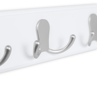 White Pine Dual Hook Coat Rack with Satin Nickel Hooks