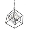 Euclid 3-Light Chandelier - Geometric Steel Design, Dimmable, 23" Wide, Chrome/Matte Black - 3 of 4