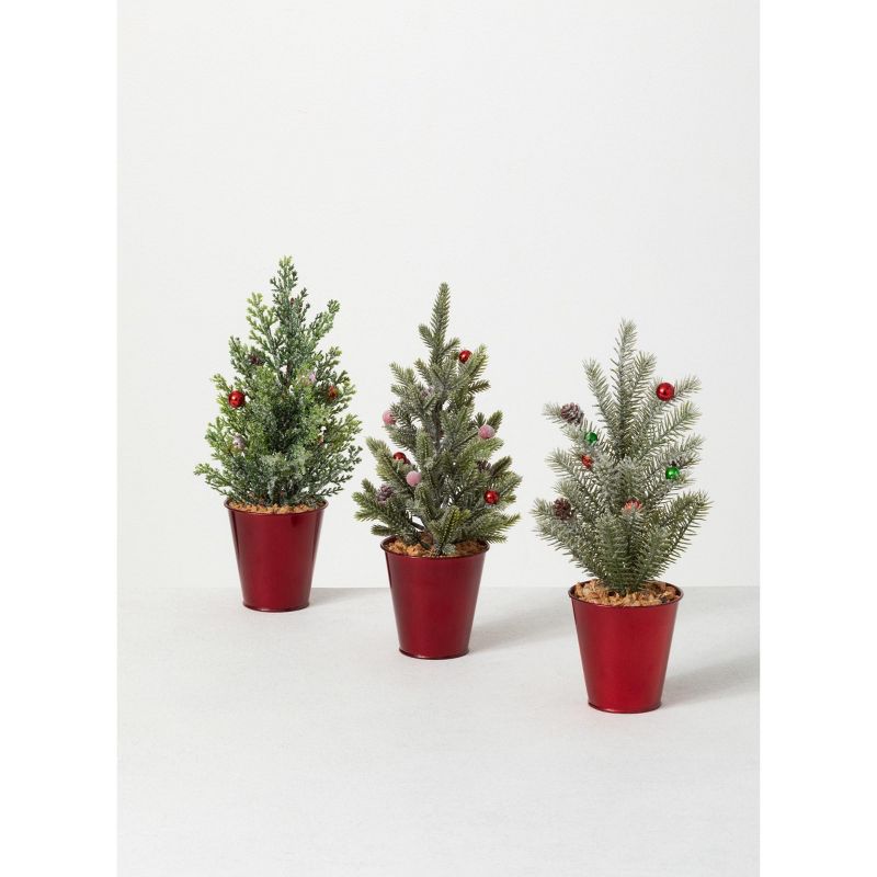 Sullivans 1' Potted Pine Artificial Tree Set of 3, Green, 1 of 6