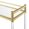 Royal Crest 2 Tier Acrylic Glass Bar Cart Gold/Glass - Breighton Home: Tempered Shelves, Swivel Wheels - 4 of 4