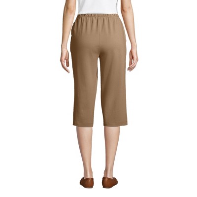 Lands' End Women's Sport Knit High Rise Elastic Waist Pull On Capri Pants Large Rich Camel