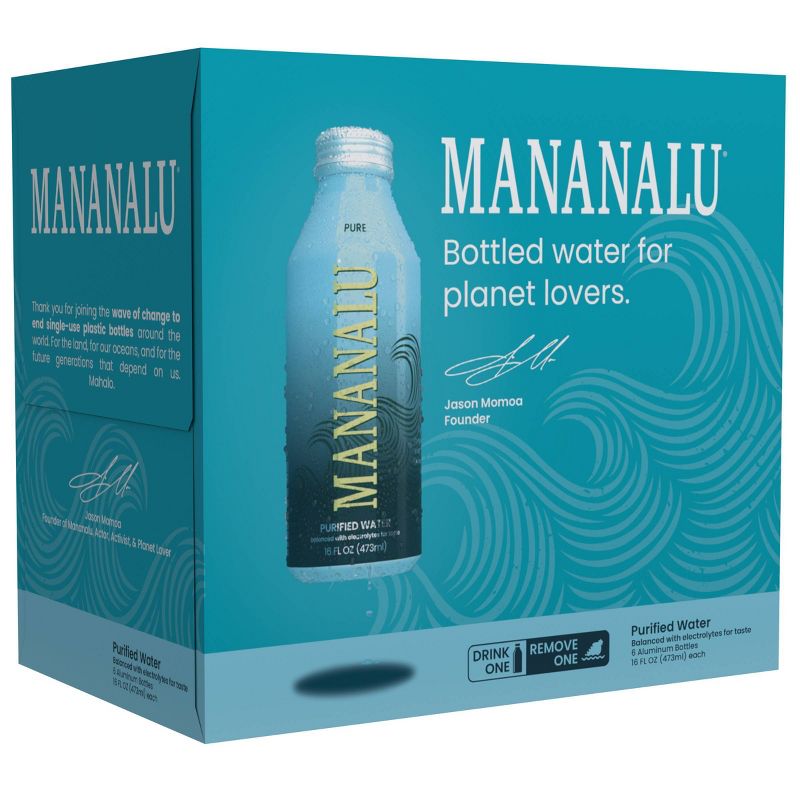 Mananalu Pure Water - 6pk/16 fl oz Bottle, 1 of 9