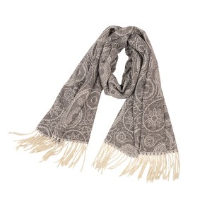 Anna-Kaci Women's Jacquard Knit Scarf with Tassel Fringe and Bohemian Floral Pattern 78.5×26 Inches - 1 of 4
