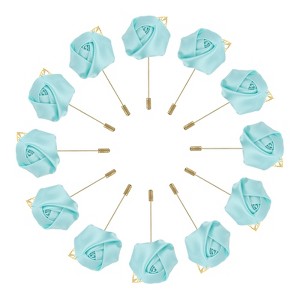 Unique Bargains Wedding Ceremony Anniversary Party Rose Groom Silk Metal Boutonnieres 12 Pcs - 1 of 3