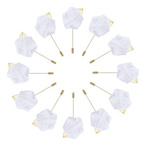Unique Bargains Wedding Ceremony Anniversary Groom Silk Metal Rose Boutonnieres 24 Pcs - 1 of 3