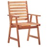 vidaXL Patio Dining Chairs with Cushions - Set of 3 - Solid Acacia Wood - Slatted Design - Gray Cushions - 3 of 4