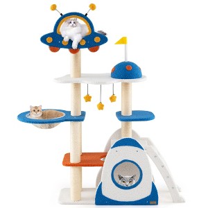 Tangkula Space Theme Cat Tree w/ Sisal Covered Scratching Posts UFO-shaped Top Perch - 1 of 4