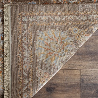 Vintage Persian Brown Multi Synthetic Rectangular Area Rug