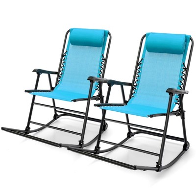 Tangkula 2PCS Patio Folding Rocking Chair Outdoor Portable Lounge Rocker