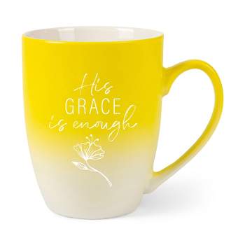 Elanze Designs His Grace Is Enough Two Toned Ombre Matte Yellow and White 12 ounce Ceramic Stoneware Coffee Cup Mug