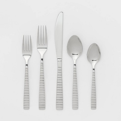 20pc Stainless Steel Striped Silverware Set - Room Essentials™