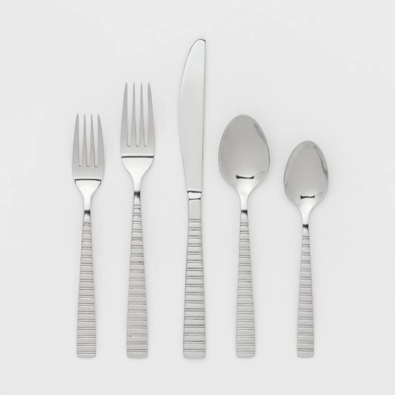 20pc Stainless Steel Striped Silverware Set - Room Essentials&#8482;, 1 of 4